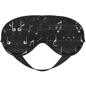 Zwarte muzieknoten afdrukken zacht oogmasker, dubbelzijdige zachte oogbedekking voor slaap, reizen, yoga, verstelbare riem, blokkeert licht