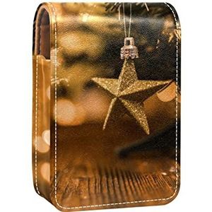 Personzed Lipstick Case Draagbare Make-up Tas Cosmetische Pouch Lippenstift Houder Make-up Organizer Little-Versied-Spar-Boom-Hout-Board, Meerkleurig, 9.5x2x7 cm/3.7x0.8x2.7 in