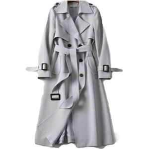 Trenchcoat Voor Dames, Windjack, Bovenkleding, Pasvorm, Effen, Lange Jas, Smalle Damesjas(Gray,3XL)