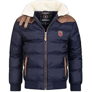 Geographical Norway Warme winterjas voor heren, gewatteerde winterjas, Donkerblauw, 3XL