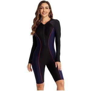 Sportief voor dames, surfpak, eendelig, lange mouwen, duikkleding, badpakken voor dames (zwart, XL)