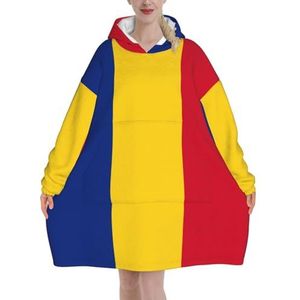 Oversized Vlag Van Roemenië Hoodies Vrouwen Uk Pluizige Deken Hoodie Sherpa Vrouwen Fleece Draagbare Deken Mannen