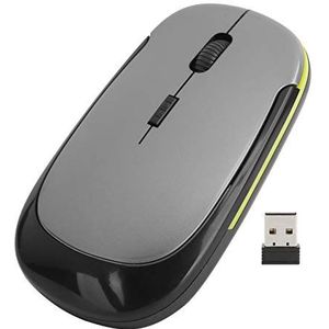 USB Draadloze Muis, 2.4G 1600 Dpi Verstelbare Draadloze Optische Muis USB-muis Mute Notebookcomputeraccessoires(Zilver grijs)