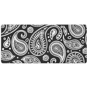 Zwart Wit Bandana Paisley Mode Bureau Muismat Antislip Gaming Muismat Accessoires Decor 40x90cm