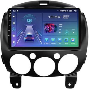 Android 12 Autoradio 9 Inch Touchscreen Voor Mazda 2 2007-2014 Met Draadloze Carplay Android Auto Ondersteunt HiFi/WiFi/GPS/RDS/DSP/Stuurwielbediening + Achteruitrijcamera(M100S - 4 Core 1+16G WIFI)