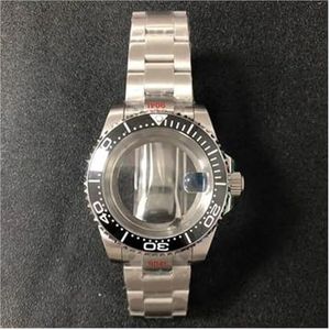 BAMMY 40MM vergrootglas saffierglas horlogekast transparante onderkant horlogeband compatibel for NH35/NH36 bewegingsmodificatieonderdelen (Size : OMJ black ceramic)