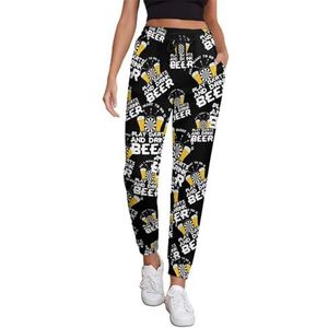 Darts Beer Joggingbroek voor dames, hardloopbroek, joggingbroek, vrijetijdsbroek, elastische taille, lang, met zakken