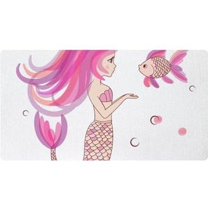 VAPOKF Roze zee zeemeermin vis keuken mat, antislip wasbaar vloertapijt, absorberende keuken matten loper tapijten voor keuken, hal, wasruimte