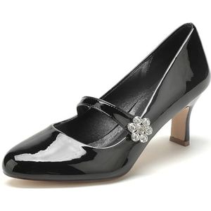 EICOFF Bridals Dames Trouwschoenen Gesloten Teen Middelhoge Hakken Strass Pumps Slip-op Bruiloft Jurk Avondfeest Hofschoenen,zwart,36 EU