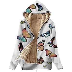 Herfst en Winter Dameskleding Pluche Hooded Lange mouwen Effen Kleur Trui Gedrukt Pluche Jas, Kleur: wit, L