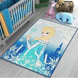 Disney Officieel Gelicentieerd - Elsa Frozen Speelkleed 133x95 cm - Blauw - Tapijt - Speelkleed voor Kinderkamer Home - Decoratief, Speciaal Ontwerp, Vlekbestendig