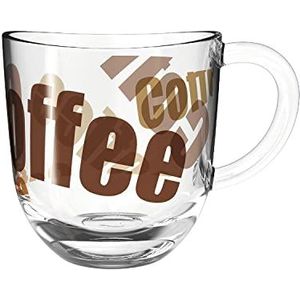Leonardo Napoli 024235 Koffiemokken 1 stuk, vaatwasmachinebestendige koffiebeker met motief, kleine glazen mok met handvat, magnetronbestendig, 280 ml