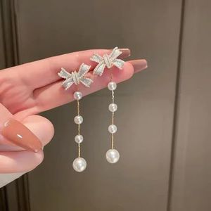 Zirkoon Tarwe kwast hanger gouden kleur U-vormige oorbellen voor vrouwen nieuwe mode creatieve meisjes partij sieraden-ED958
