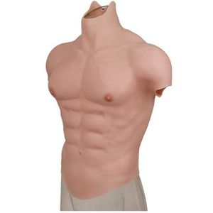 Color 1,One Size,XZZXQNB Siliconen spierpak voor crossdressers en transgenders, realistische borst- en lichaamsdefinitie, bovenlichaampak voor cosplay