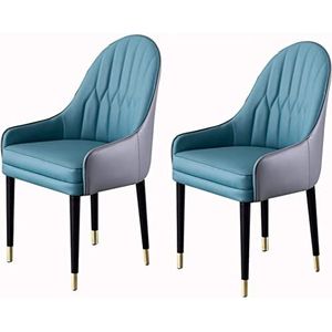 GEIRONV Moderne eetkamerstoelen set van 2, woonkamer fauteuil emulsie gestoffeerde kamerstoelen zacht microvezel lederen kussen en massief houten poten Eetstoelen (Color : C, Size : 2pcs)