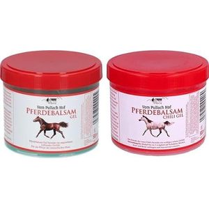 Vom Pullach Hof Paardenbalsem Voordeelset Menthol Gel 500 ml & Chili Gel 500 ml - Verkoelende en Verwarmende Paardenbalsem 2 x 500 ml - Spiergel - Spierbalsem