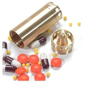 Pill dispenser Small Brass Pill Box, Nitro Pill Case Keychain, Travel Pill Holder For Purse, Air-Tight EDC Accessory Case, Outdoor Pill Bottle (Size : L - 2PCS)