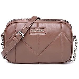 David Jones - Kleine schoudertas voor dames, meerdere vakken met ritssluiting – tas voor telefoon, kunstleer, schouderriem, 2 vakken, handtas, meerdere zakken, reizen, winkelen, Oude Roos, Eén maat,