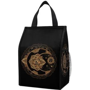 Bohemian Mandala Patroon Draagbare Lunch Bag Herbruikbare Geïsoleerde Koeler Picknick Tote Box Opvouwbare Tas Met Pocket