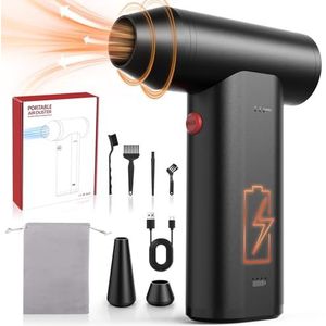 Metalen behuizing, elektrische stofventilator, 15.0.000 omw/min, turbo 3 snelheden, Super Power Cordless Compressed Air Duster, mini-ventilator, persluchtspray, draagbare luchtplumeau voor laptop,