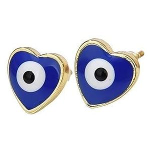 Stijl perzik hart druppel olie ogen vrouwelijke oorbellen sieraden vergulde kleur geometrische hart eenvoudige mini oorbellen 10 mm (Color : Blue)