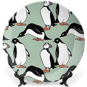 Papegaaiduikers en pinguïn grappig bot China plaat keramische botplaten decoratief cadeau voor nieuw huis, eerste kerstdag, Moederdag