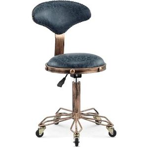 Barkrukken Bar Chairs High Leg Barstool, Adjustable Round Leather Seat, Rotating Bar Stool, Retro Design Bar Chairs with Roller Stylish kroeg(Blue)