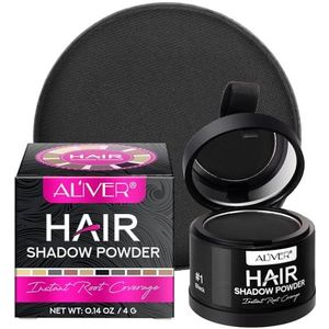 Strooihaar zwart, 4 g aanzetpoeder, haarconcealer voor haarverdichting, voor vrouwen en mannen, wind- en waterdicht, om de aanzet te camoufleren (zwart)