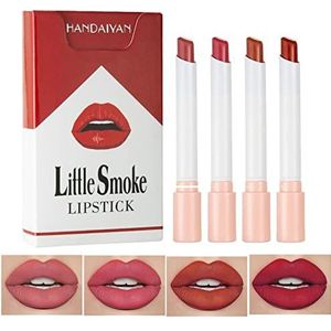 Lippenstiftset | Non-stick Tube Matte Lipstick Set, Langdurig, Waterdicht, 4 Kleuren | Vrouwen Meisjes Make Up Cosmetische Cadeaus voor Valentijnsdag Verjaardag Lecerrot