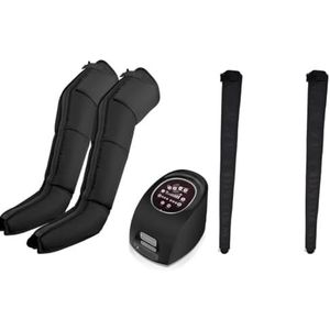 Beencompressieapparaat Plus 2 gratis extensies voor lymfedrainage, bloedcirculatie en oedeemreductie, met pneumatische compressie, beenmassage (zwart 4 kamers, M)
