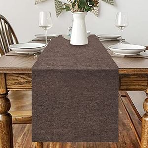Tafelloper Lente, modern, afwasbaar, tafelloper, linnenlook, waterafstotend, voor eetkamer, party, vakantie, decoratie (donkerbruin, 40 x 240 cm)