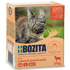 Bozita Tetra Recart Tetra Recart Hapje in gelei natvoer met lam, graanvrij, duurzaam geproduceerd kattenvoer voor volwassen katten, compleet voer