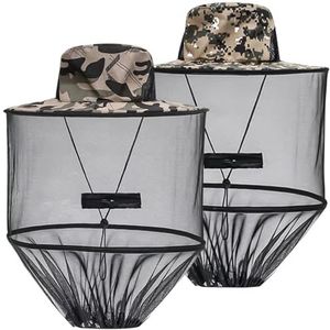 TOATELU Imkerhoed, muggenhoed, muggenhoed: 2 stuks, outdoor vissershoed, imkerhoed, hoofdhoed, muggennetkap, opvouwbaar, imkerhoed, muggennet, hoed voor outdoor, camping, wandelen, tuinieren, vissen,