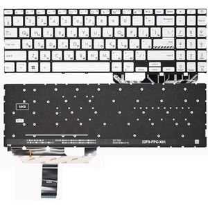 Spaans Russisch verlicht toetsenbord voor Vivobook voor X1502 X1603 X1502VA 16X X1603ZA B1502 F1502 M1603(RU Silver Org LED)