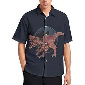 Dinosaurus T Rex Hawaiiaans shirt voor heren, zomer, strand, casual, korte mouwen, button-down shirts met zak