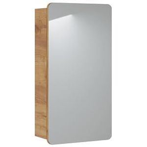 Muebles Slavic Badkamerhangkast met spiegel afgeronde deur plank 40CM Golden Oak - badkamermeubel unit