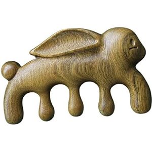Houten stimulator groen sandelhout konijn massage kam hoofd meridiaan gua sha hoofdhuid ontspanning acupunctuur brede tanden kam 1 stuk (kleur: groen)