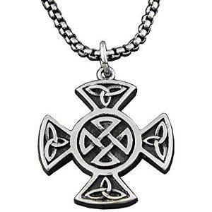 Geschenken voor mannen Keltisch Zonnekruis knoopwerk Heren roestvrijstalen hanger ketting