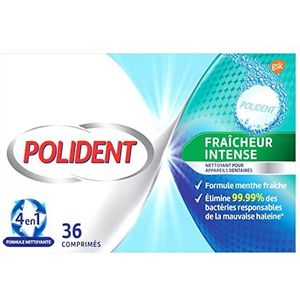 Polident Dagelijkse reiniger, voor gedeeltelijke of volledige tandprothesen, intensieve frisheid, 36 tabletten