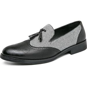 Heren Loafers Met Kwastjes, Formele Zakelijke Schoenen, Bruiloftsfeest, Dansschoenen, Modieuze En Comfortabele Instappers in Brogue,zwart,38 EU