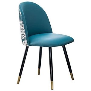 GEIRONV 1 stks lederen eetkamerstoel, modern design for woonkamer slaapkamer Keukenstoel met rugleuning make-up stoel Eetstoelen (Color : Blue)