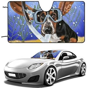 Basset Hound met Lange Vliegende Oren Voorruit Zonnescherm voor Auto Opvouwbare Auto Zonneklep Shield Cover Auto Accessoires 55""x30