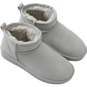 EATAN Dames minilaarzen, klassieke met bont gevoerde minilaarzen, warm bont gevoerde winterlaarzen met anti-slip coating, lichtgrijs, 37 EU