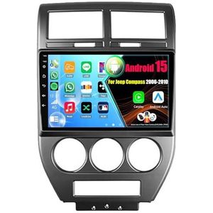 Android 15 Autoradio Voor Jeep Compass 2006-2010 met Draadloze Carplay Android Auto, 9 Inch Autoscherm Soporta Bluetooth WIFI GPS FM/RDS(8Core(8+128GB))