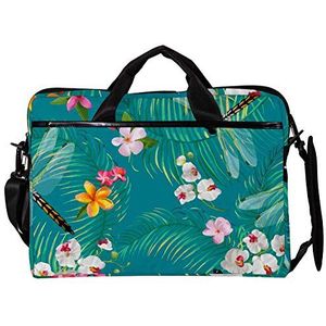 EZIOLY Tropisch Bloemenpatroon met Libellen 14 Inch15 Inch Laptop Schouder Messenger Bag Crossbody Aktetas Messenger Sleeve voor 13 Inch tot 14 ""Laptop, Meerkleurig, 11*15in