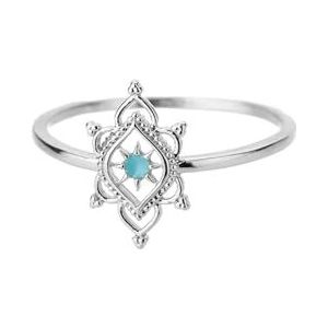 Zeshoek Star Ring Blauwe Lotus Bloemringen Voor Vrouwen Gouden Kleur Roestvrij Staal Opaal Natuursteen Ring Sieraden Gift-zilver