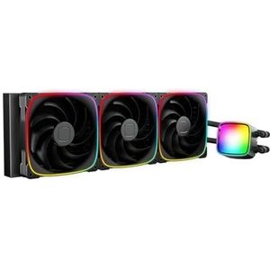 Geometric Future Eskimo Pro - 420 mm AIO CPU vloeistofwaterkoeler - RGB PWM Squama 2503B 140mm ventilator x 3- Fit Intel® LGA 1700, AMD®AM5 - Zwart- (GEO-EP-42B)
