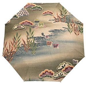 Japans schilderij kunst paraplu winddicht automatisch opvouwbare paraplu's automatisch open sluiten voor mannen vrouwen kinderen
