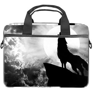 Wolf Animal Grey Laptop Schouder Messenger Bag Crossbody Aktetas Messenger Sleeve voor 13 13.3 14.5 Inch Laptop Tablet Beschermen Tote Bag Case, Meerkleurig, 11x14.5x1.2in /28x36.8x3 cm