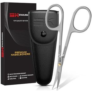 Nagelriemschaar, gebogen roestvrij staal, rozervrij, perfecte huid- en nagelschaar, nauwkeurig snijden, combischaar voor wenkbrauwen, wimpers, zachte huidverzorging, kunstleer, beschermetui